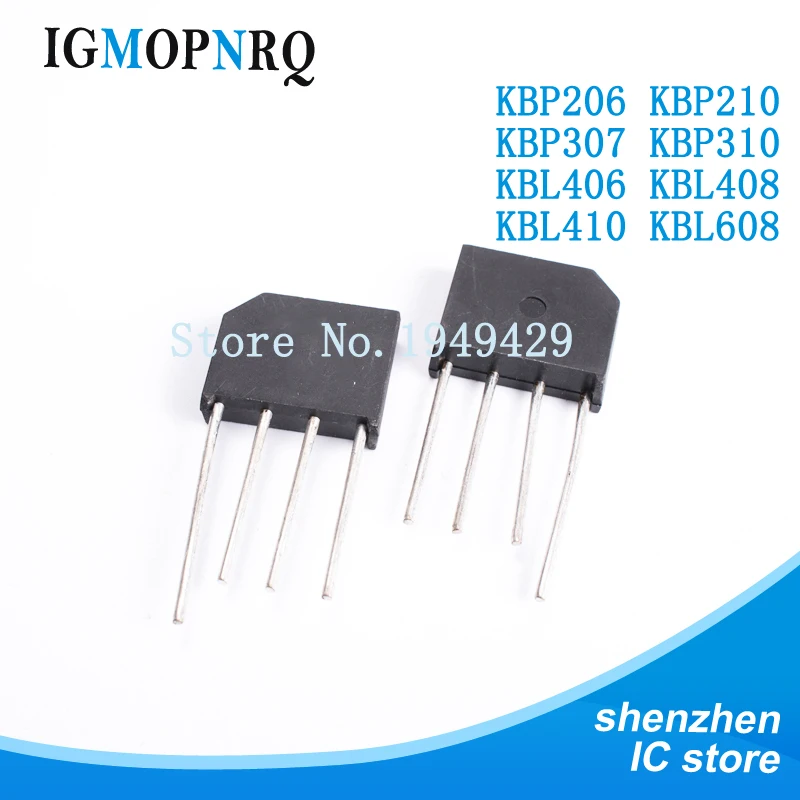 10PCS/LOT KBP206 KBP210 KBP307 KBP310 KBL406 KBL408 KBL410 KBL608 ZIP Bridge Diode Rectifier