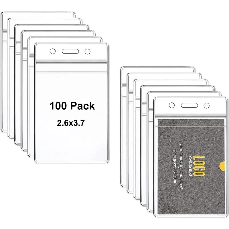 100Transparent Plastic Vertical Name Badge Holder，Suitable for card size，BatchIDCard clamp、Name Badge Holder、Name Card Holder、Ba