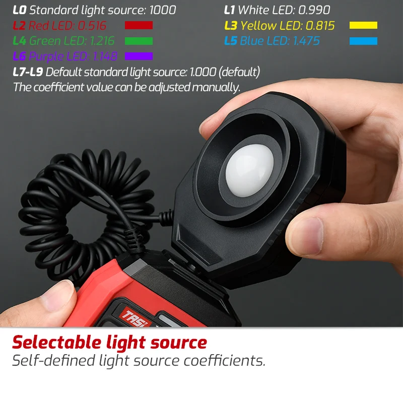 TASI TA632A TA632B CE RoHs Handheld USB Light Meter With Flexible Probe 200000 Lux Digital Lux Meter
