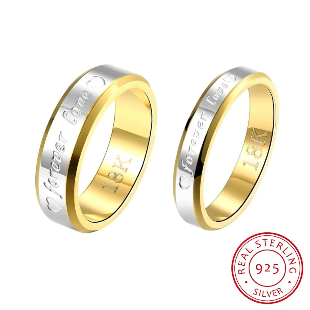 

Lekani Fine Jewelry Wedding Couple Rings Set For Lovers Real Silver Gold Brand Engagement Rings For Men And Women Jzr095