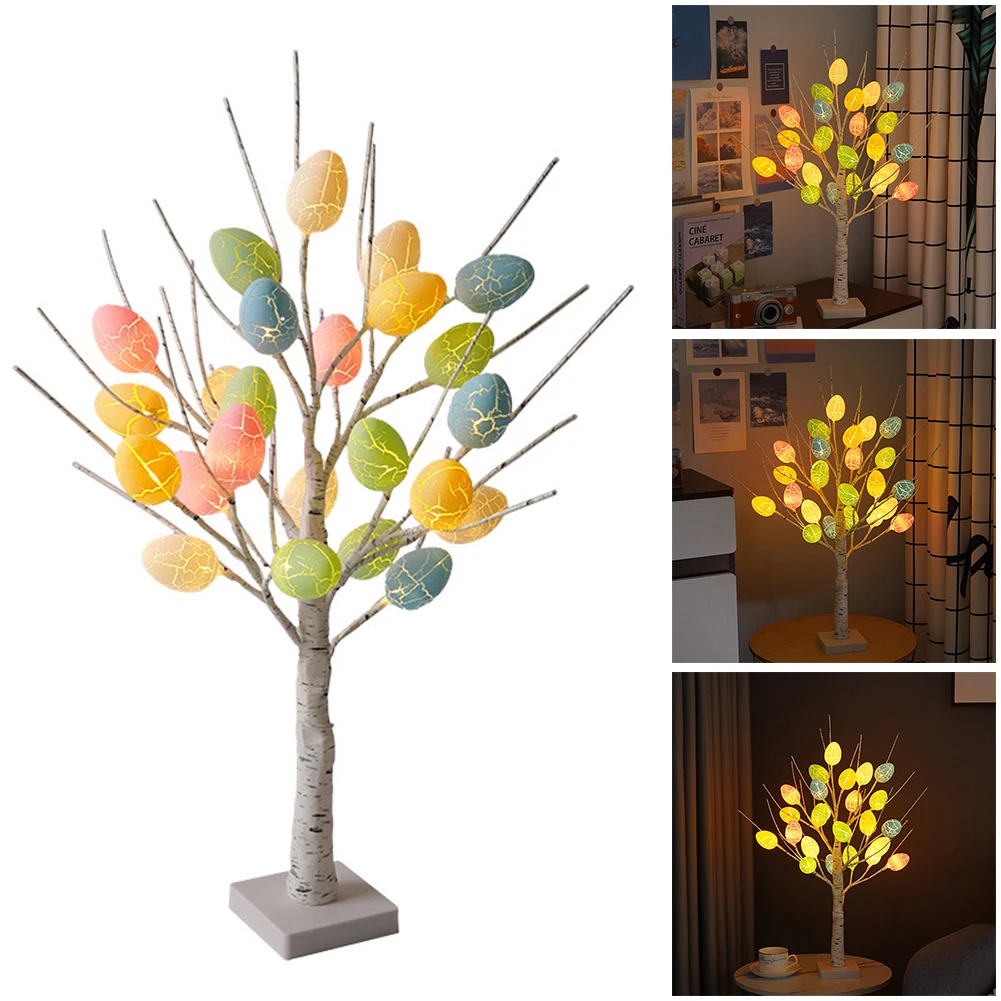 

Illuminated Easter Egg Tree Battery Operated Led Multi-color Holiday Party Background Lights Easter Decoration 2023