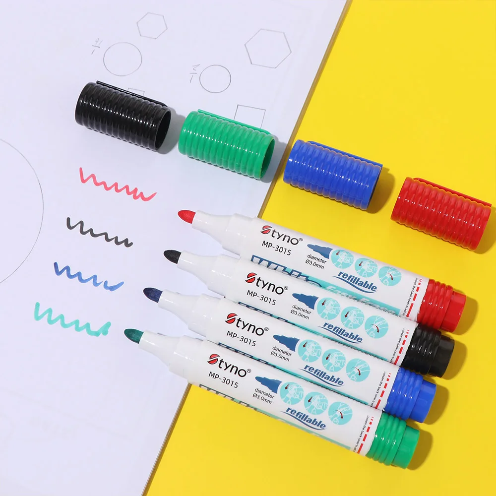 

4/8 Colors Whiteboard Markers Magnetic Eraser Refillable Drawing Markers Washable Colorful Fine Point Markers Whiteboards