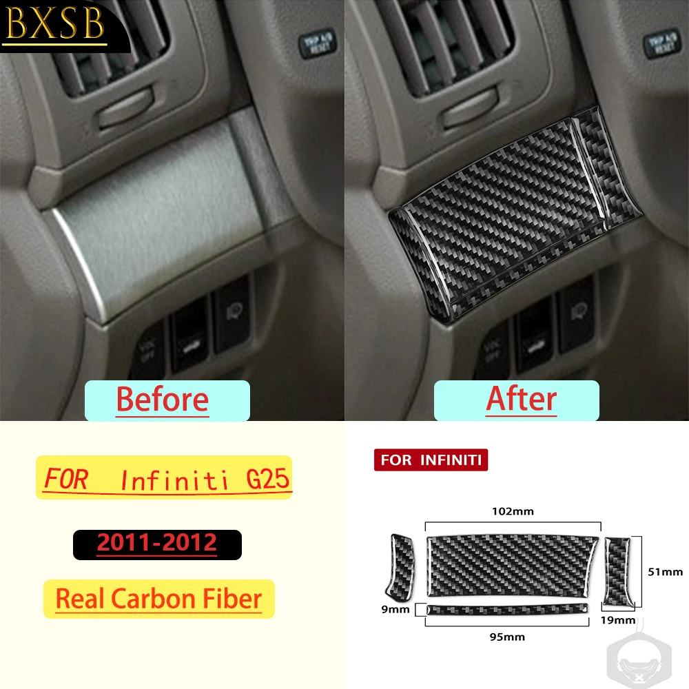 For Infiniti G25 2011–2012 Car Steering Wheel Left Side Panel Frame Trim Real Soft Carbon Fiber Interior Accessories Stickers
