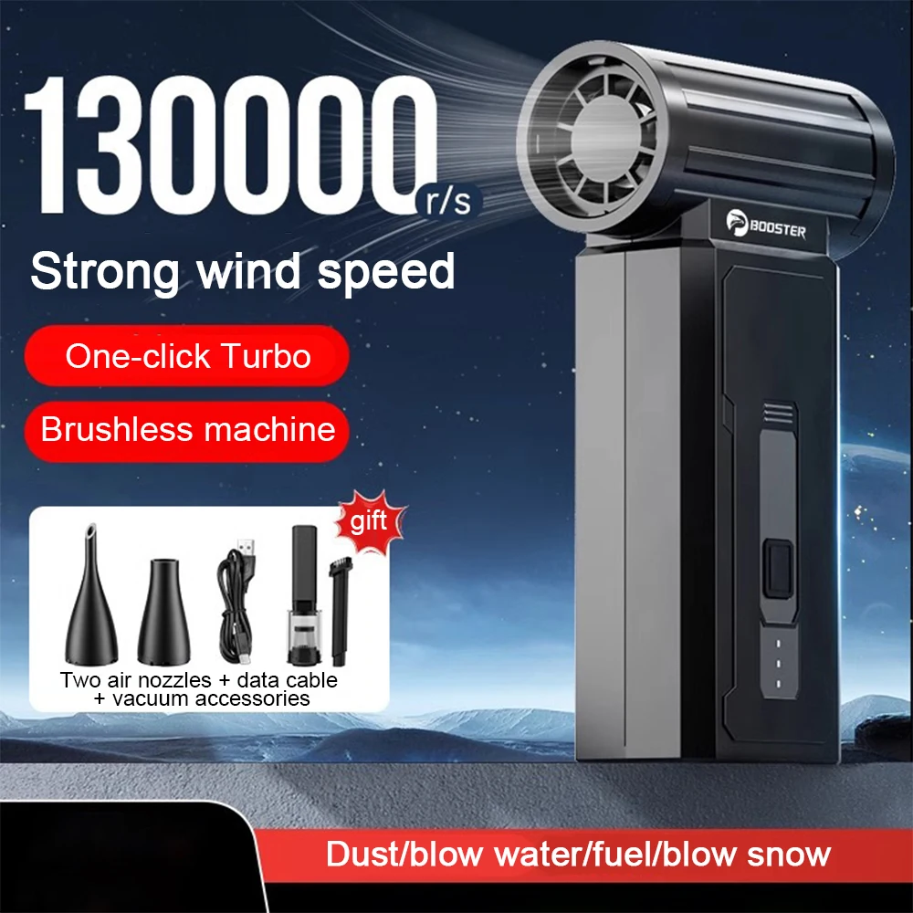 Mini Ventilateur Turbo Jet Violent, Moteur Brushless, Ventilateur Injuste avec Conduit à Grande Vitesse, 4 Vitesses de Réglage, 130000 tr/min, 35 m/s