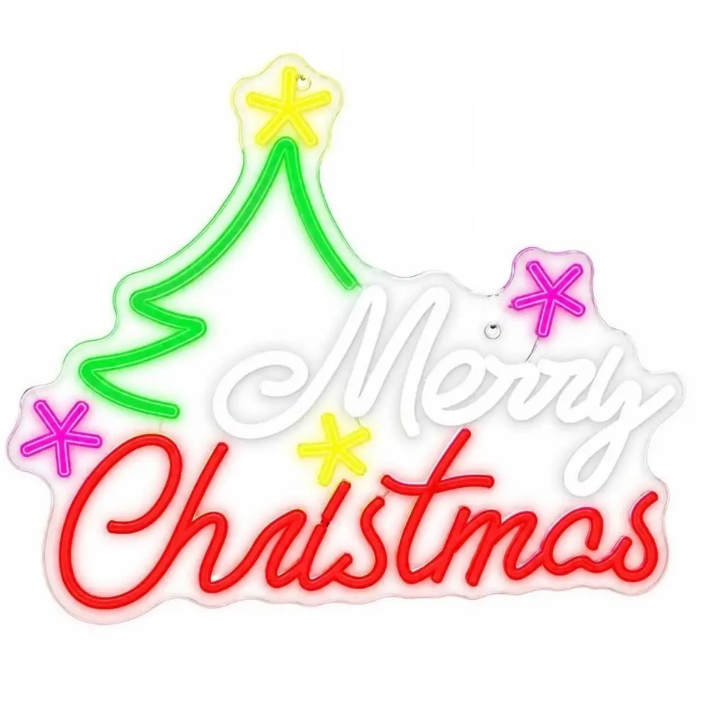 Multicolor Christmas Neon Sign Vibrant LED Light Light Up Design Wall Decor Sign USB Powered Plug-and-Play