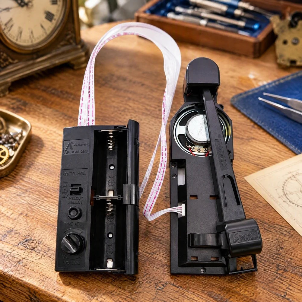 Quartz Pendulum Clock Movement with Built-in Music Box Module for For volume Control and Hourly Chime Function