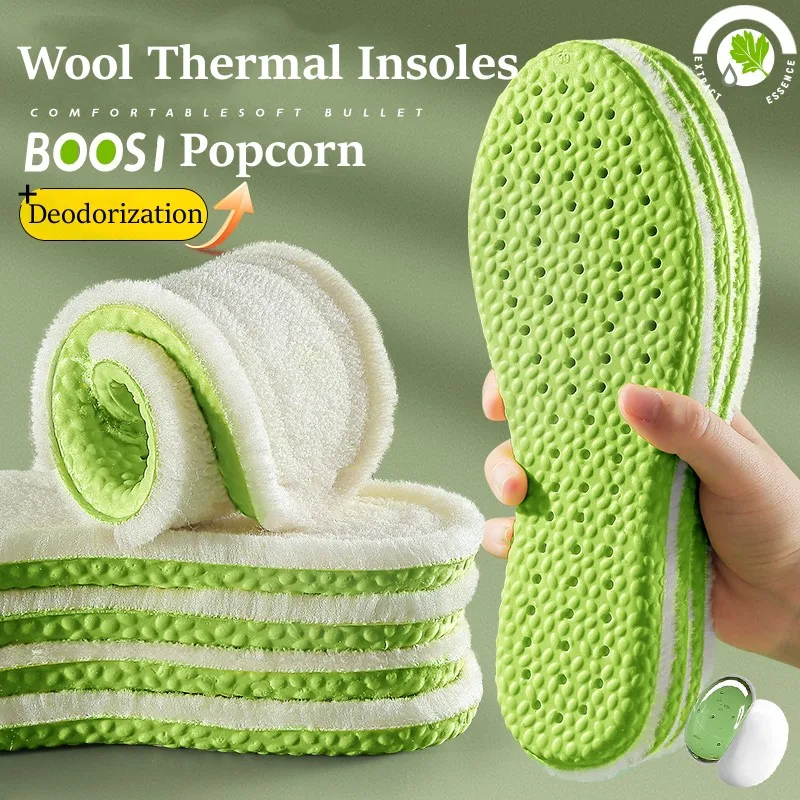 Wool Thermal Insoles for Shoes Sport Deodorization Shock Absorption Arch Support Orthopedic Template Shoe Inserts Man Women Sole