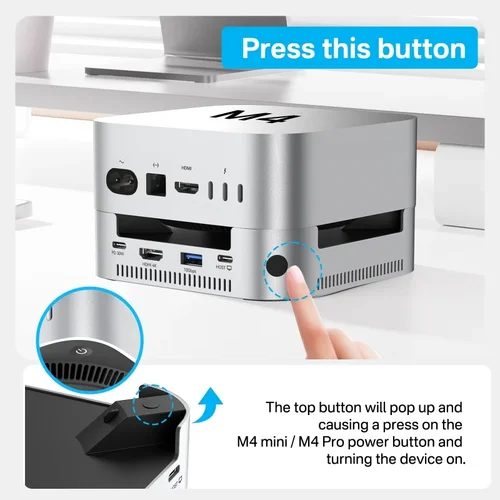 Imagen 2 del producto Carcasa Acasis 10Gps USB-C de dos bahías M.2 NVMe con almacenamiento y puertos USB-A HDMI 4K60Hz, estación de acoplamiento para Apple Mac mini M4/M4 Pro