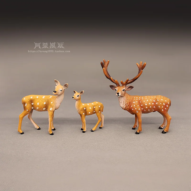 Simulatie Bosdiermodellen Sika Herten Fawn Actiefiguren Auto-interieur Desktop Miniatuur Ornament Accessoires Cognitief speelgoed