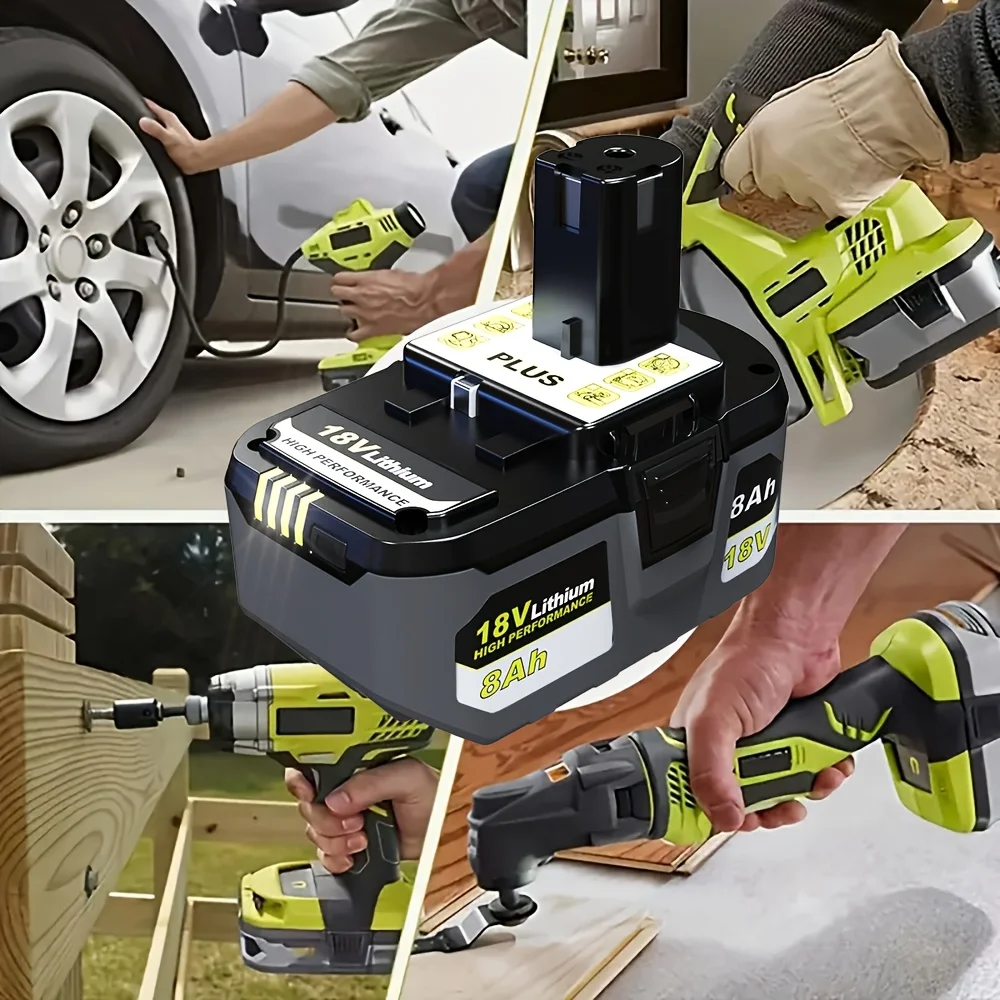 Verbessertes Set mit 8,0-Ah-Ersatzbatterien für Ryobi One+P108 18V, inklusive P108/P109/P107/P105/P104/P103/PBP005 – Detail 8