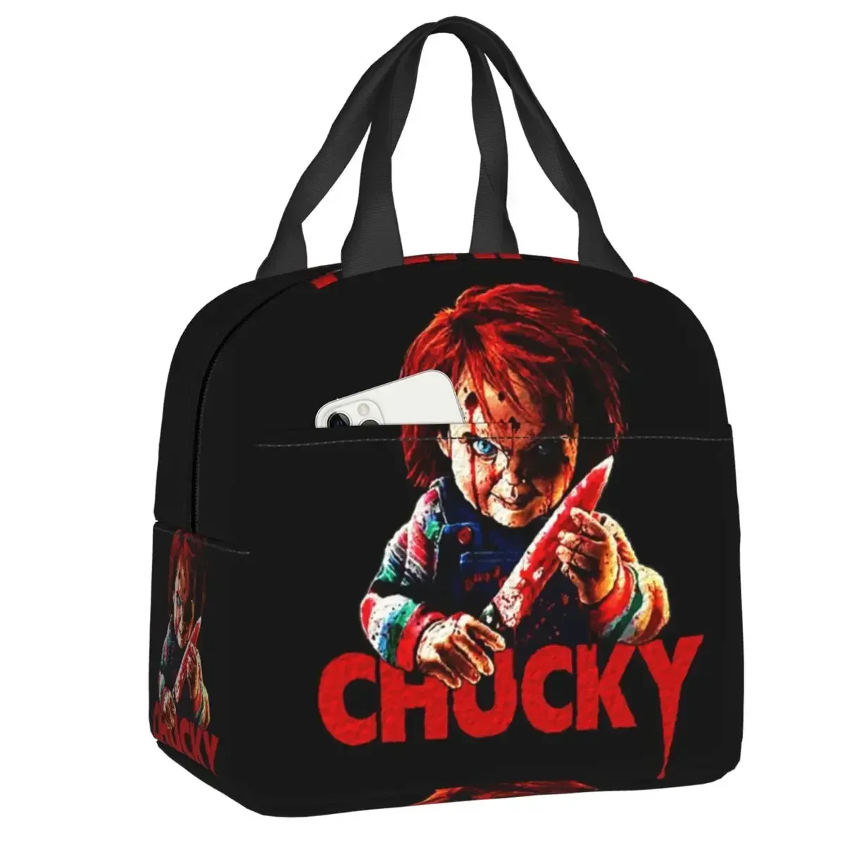 

Horror Film Baddies Legends Insulated Lunch Tote Bag for Women Chucky Jason Cooler Thermal Food Lunch Box Kids School Children