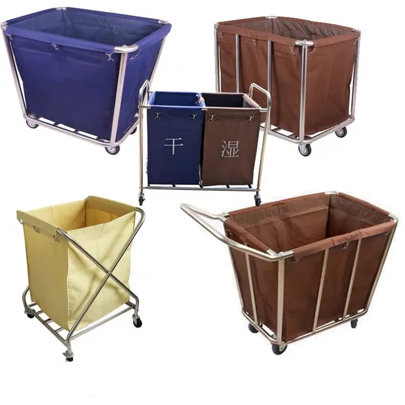 

Stainless Steel Linen Trolley Cart Hotel Laundry Cart Housekeeping Cleaning Trolley Factory Wholesale