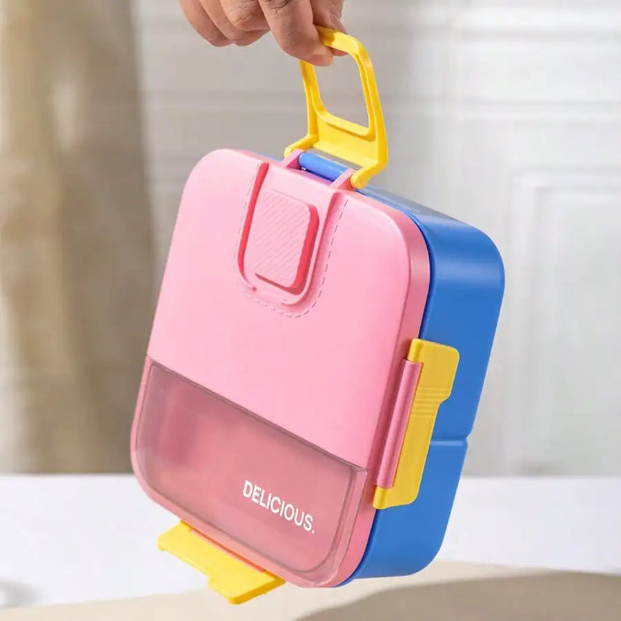 1pc Lunch Box for Office Workers, with Cutlery, Individually Sealed Compartments, Portable Lunch Box, Salad Box
