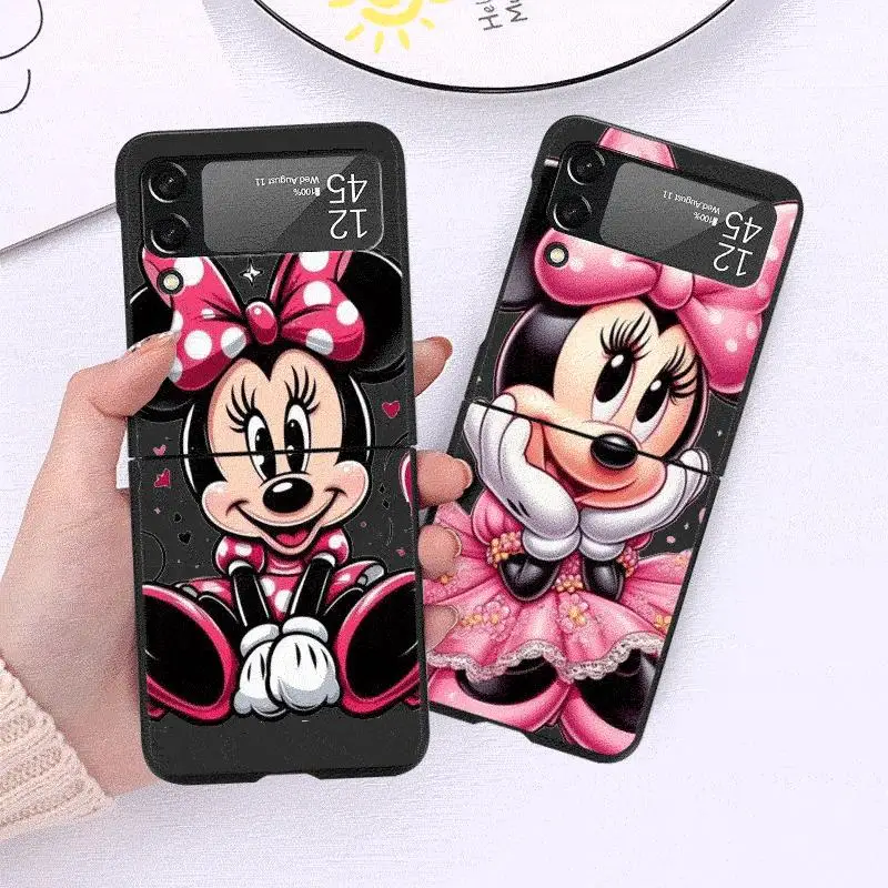 Disney Mickey Minnie Lovely Case for Samsung Galaxy Z Flip 4 3 5 5G Flip Shockproof Capa 6.7 Inches Hard PC ZFlip 4 Phone Cover