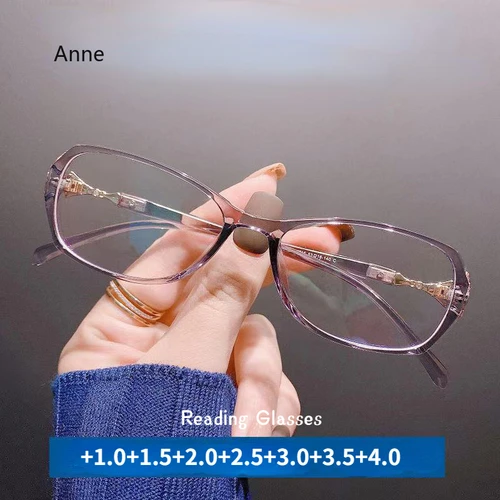 Gafas de lectura con bloqueo de luz azul para mujer, gafas Vintage para ordenador, presbicia + 1,5 + 2,0 + 2,5 + 3,0 + 3,5 + 4,0 corrección