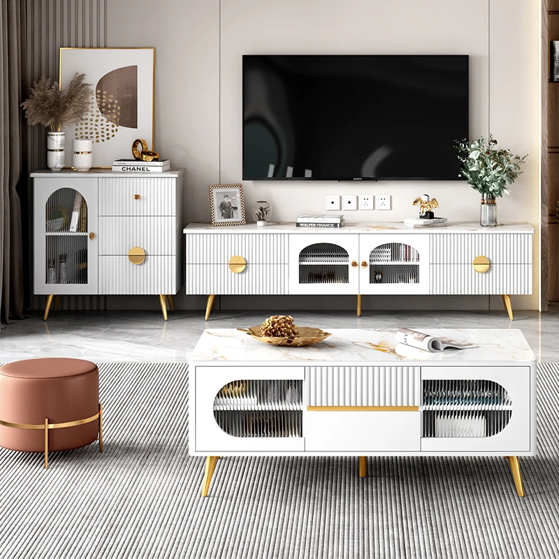 

Роскошный шкаф для телевизора из каменной плиты, журнальный столик, сочетание современной гостиной, шкаф для хранения ТВ