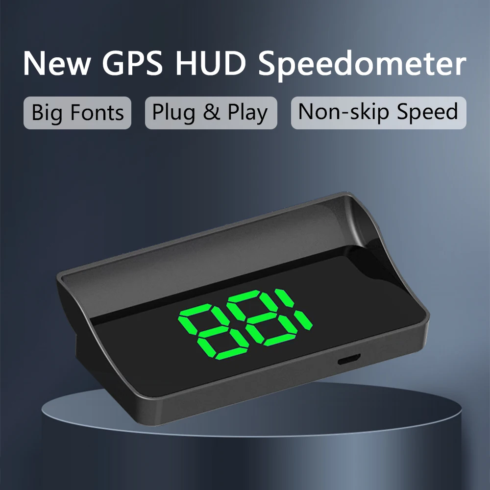 W1 Digital Speedometer Displays Speed Speedometer GPS KMH Large Screen with Green and White LED Display Car HUD Plug and Play