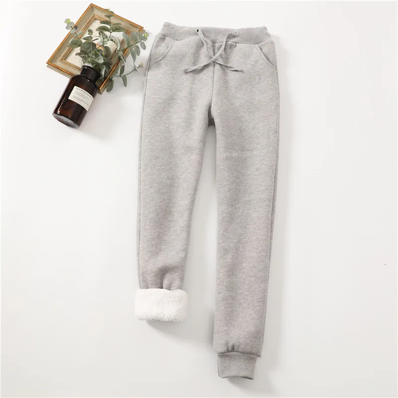 Lucyever Winter Thicken Plush Sweatpants Women 2022 New Elastic Waist Warm Harem Pants Woman Solid Color Casual Sport Pants