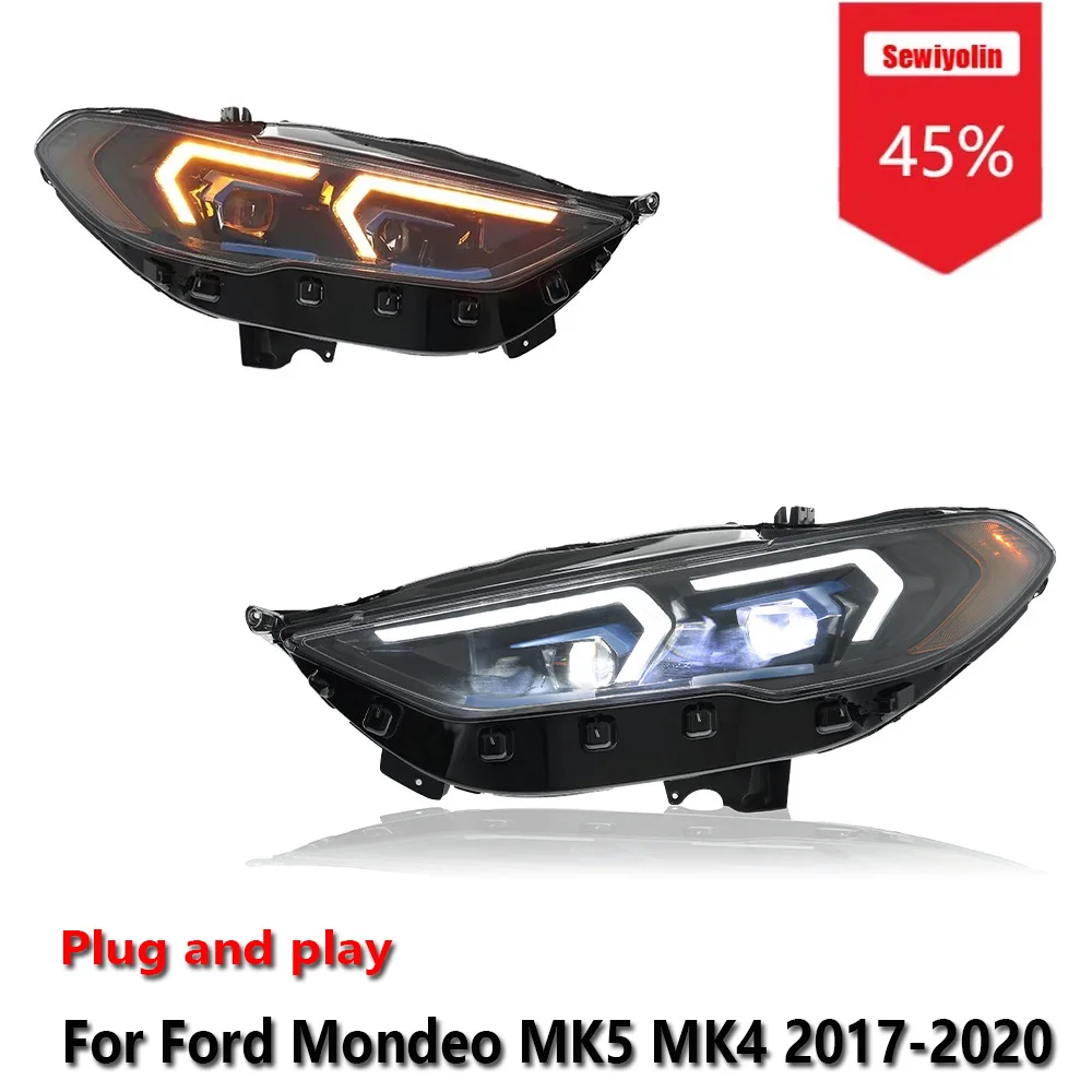 

Sewiyolin Car LED Upgrade Headlight Accessories For Ford Mondeo MK5 MK4 2017-2020 DRL Brake Turn Signal Lamp Plug and Play