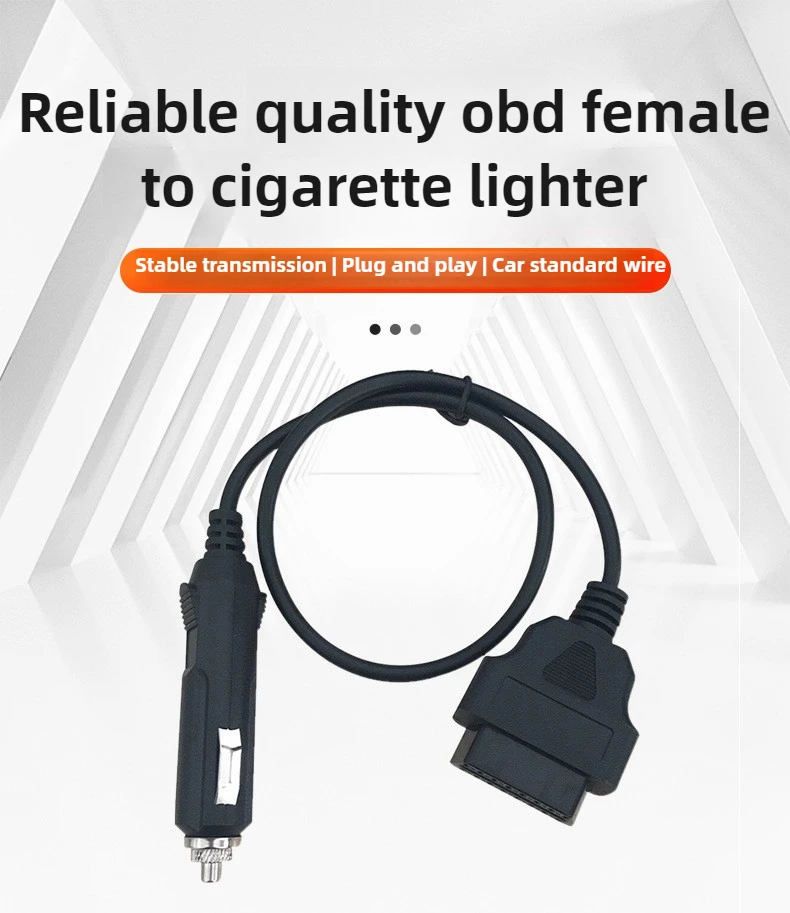 OBDII OBD2 Power Supply Cable 16Pin Female to Car Cigarette Lighter 12V DC Power Source OBD 2 Female Connector Cable Adapter