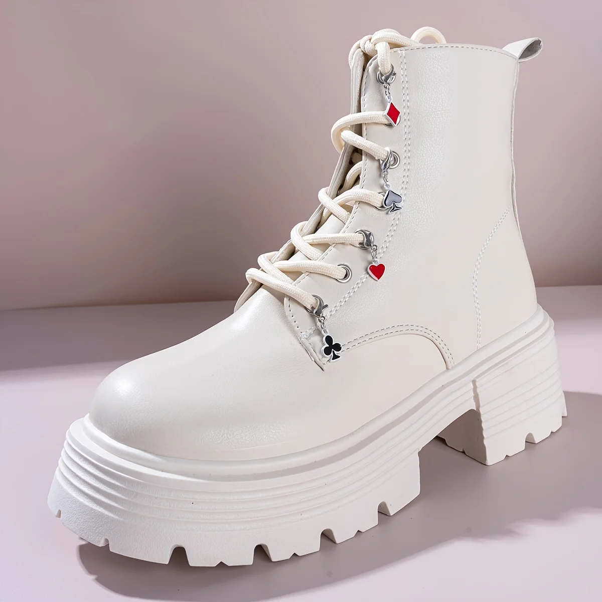 4pcs Set of Retro Punk Playing Cards Featuring Hearts Clubs and Boots Metal Decorative Buckles Various Shoe Boot Decorations
