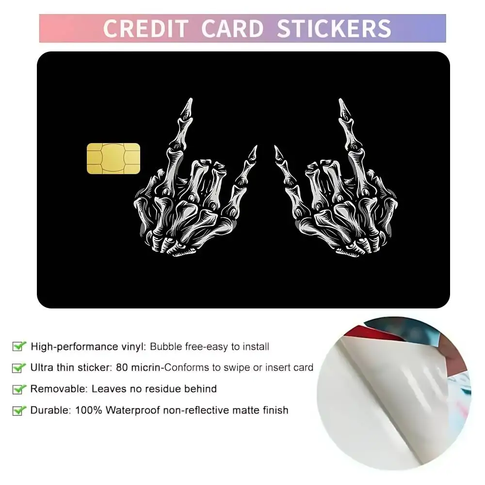 Skull Hand Credit Card Stickers Ultra-thin Waterproof Scratch Resistant Sticker, Personalized BankCardSticker