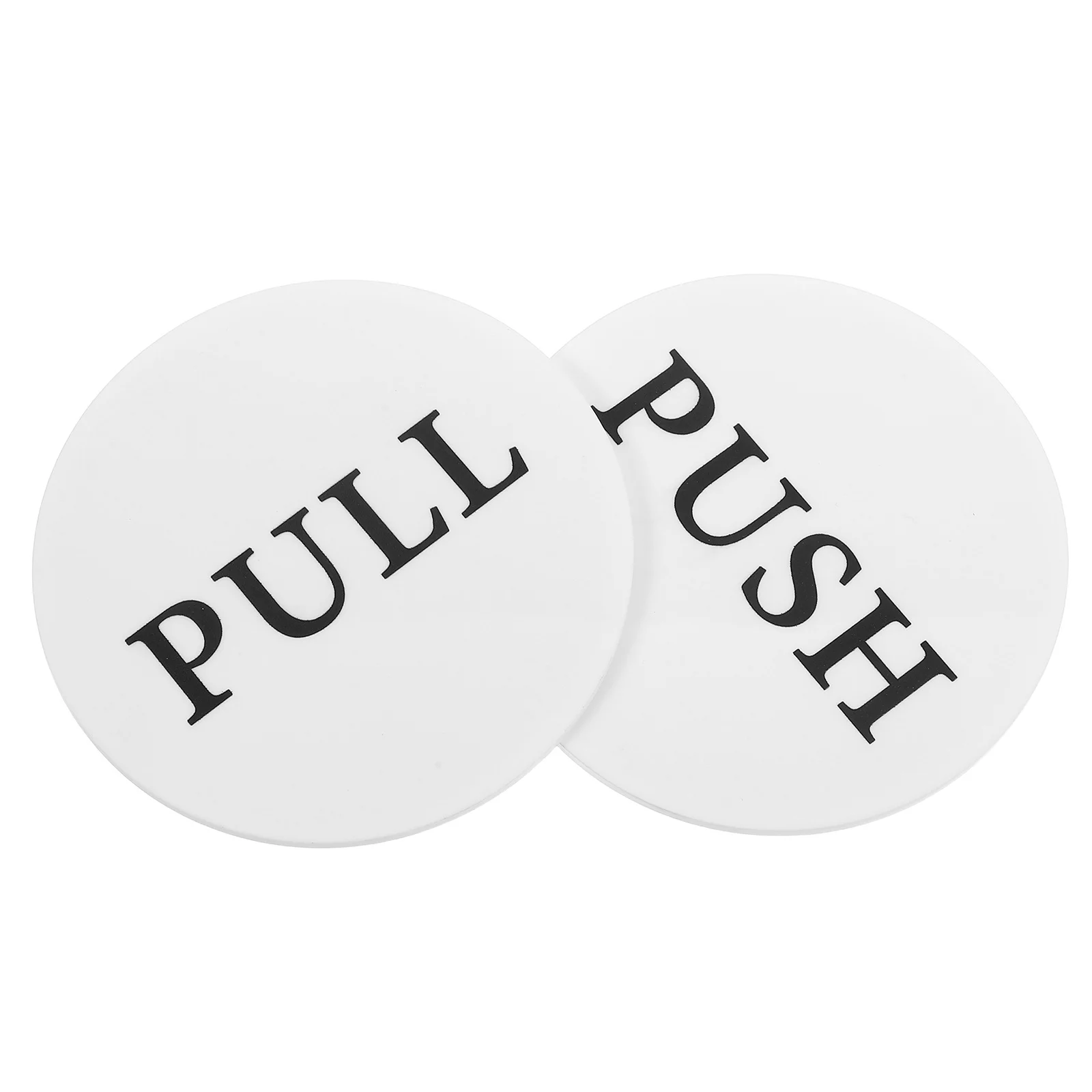 2Pcs Push Pull Door Sign Self-Adhesive Acrylic Round Sticker Removable Marker for Commercial Stores Cafes Offices