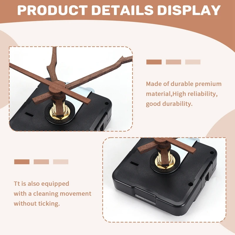 Quartz Clock Movement Mechanism Parts With 3 Types Of Walnut Wood Clock Hands Clock Accessories For Clock Repair