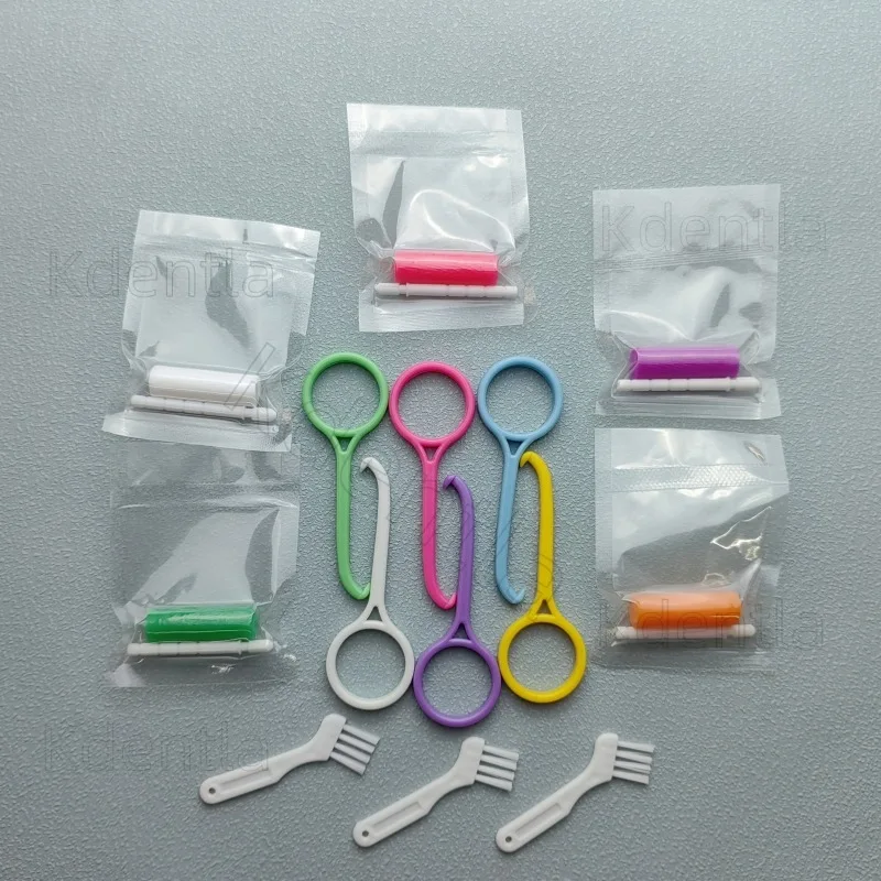 50sets Dental Silicone Teeth Stick with brush Orthodontic Aligner Chewies Oral Hygiene Invisible Braces Retainer Seater