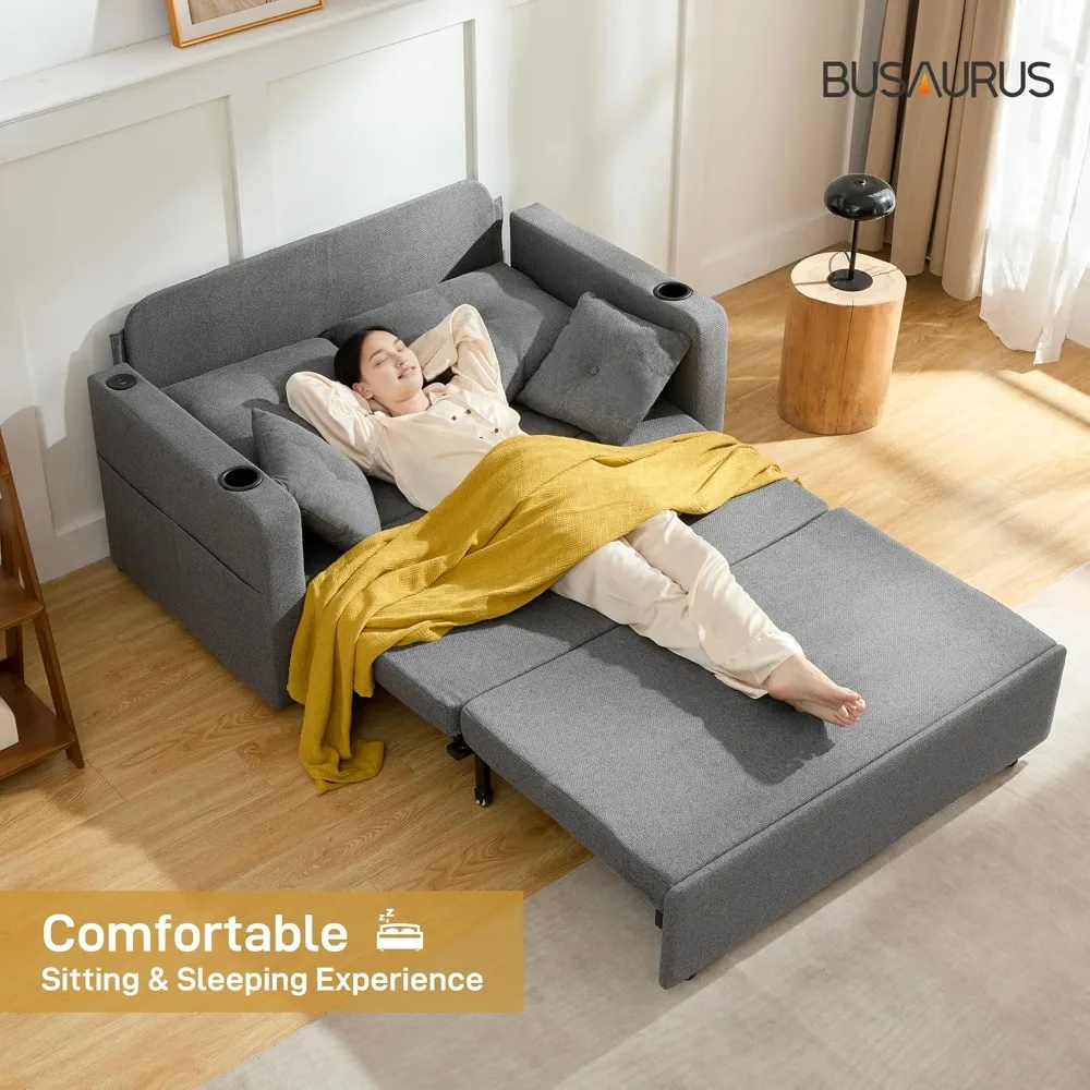 سرير أريكة قابل للتحويل 3 في 1، سرير أريكة للنوم بالحجم الكامل مقاس 56 بوصة، سرير أريكة للنوم مع جيب تخزين