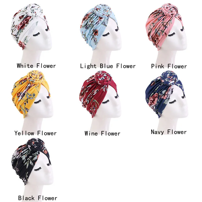 2024 New Fashion Bohemia musulmano Hijab Bonnet Wrap Head donna African Knot Pattern Print Ankara India Hat Ladies Turban foulard