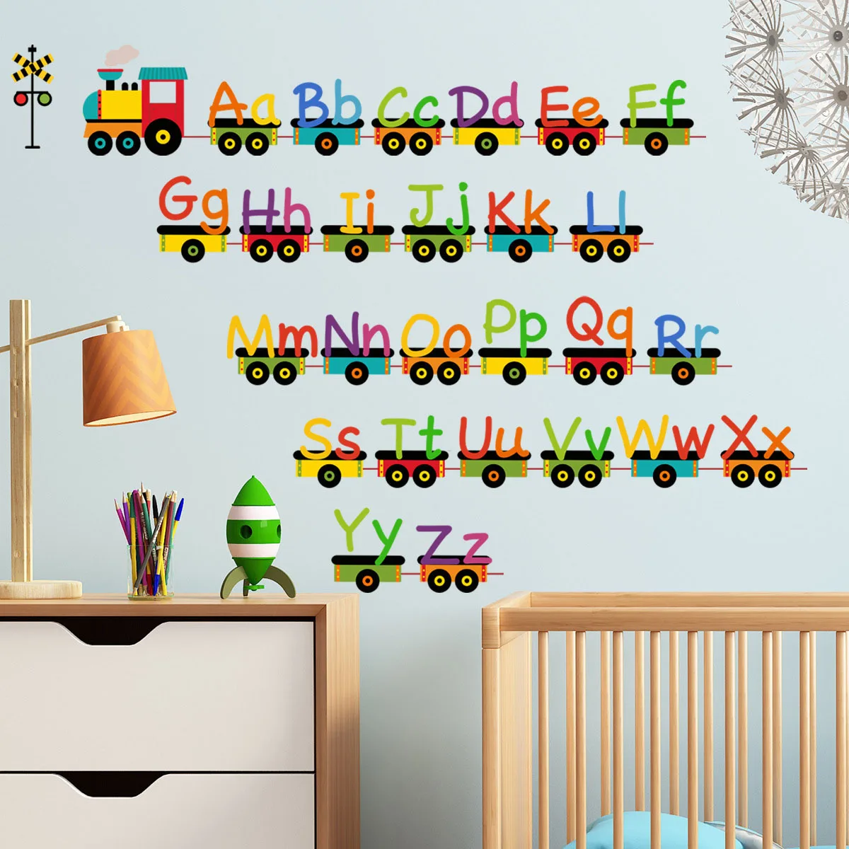 Cartoon children\'s English alphabet train living room decoration wall sticker