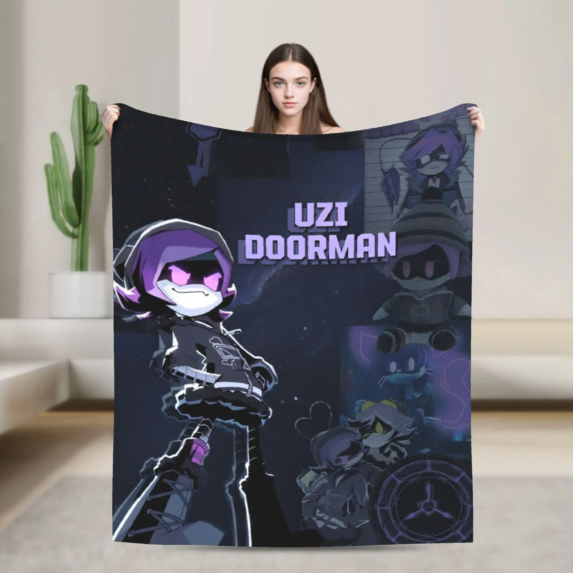 Murder Drones  Blanket Flannel Uzi Doorman Purple Breathable Super Soft Throw Blanket for Bedding Couch Plush Thin Quilt
