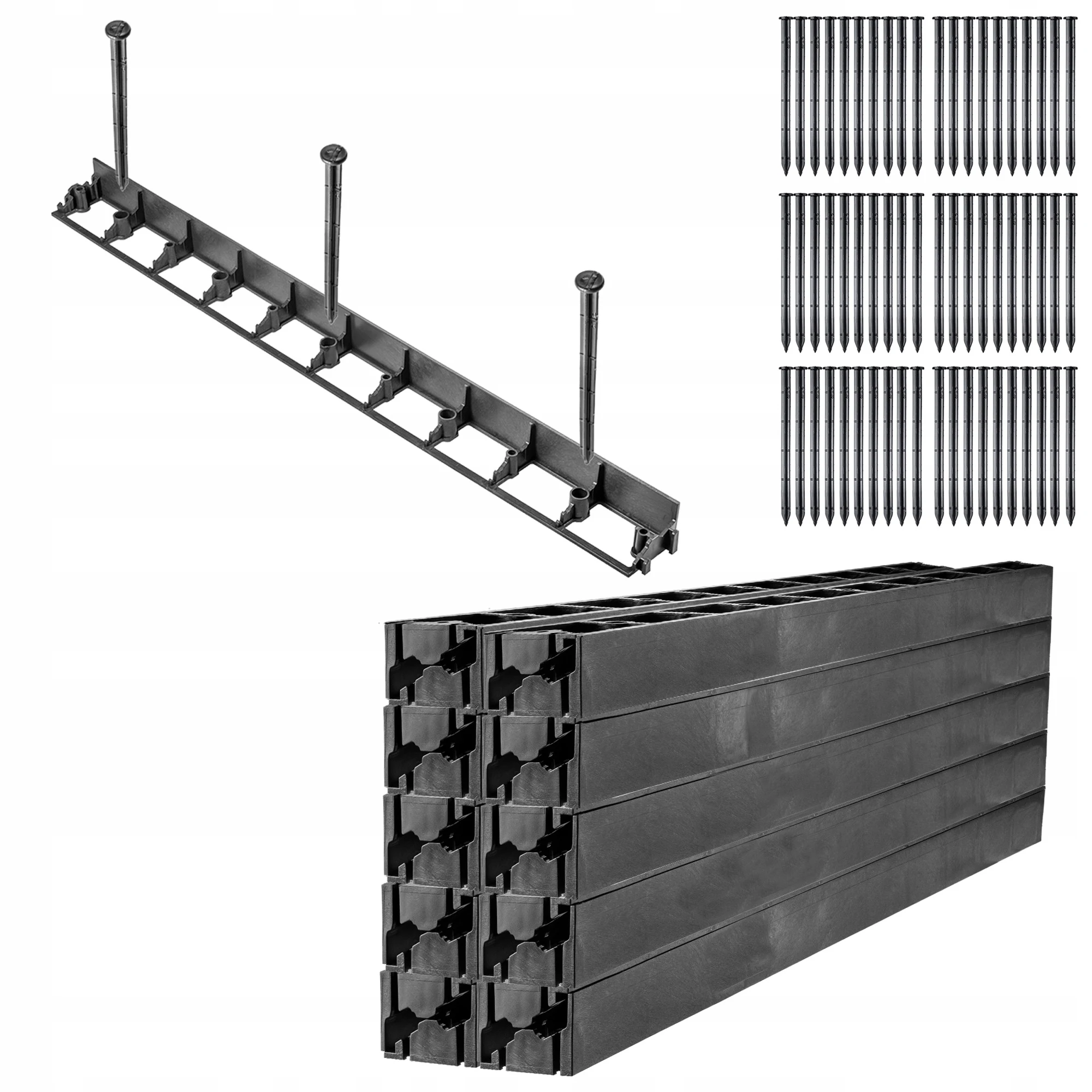 Kadax Gazon Herwinnende Tuin Plastic 5.8 Cm 20 Mb + 60 Kotew Set Zwart