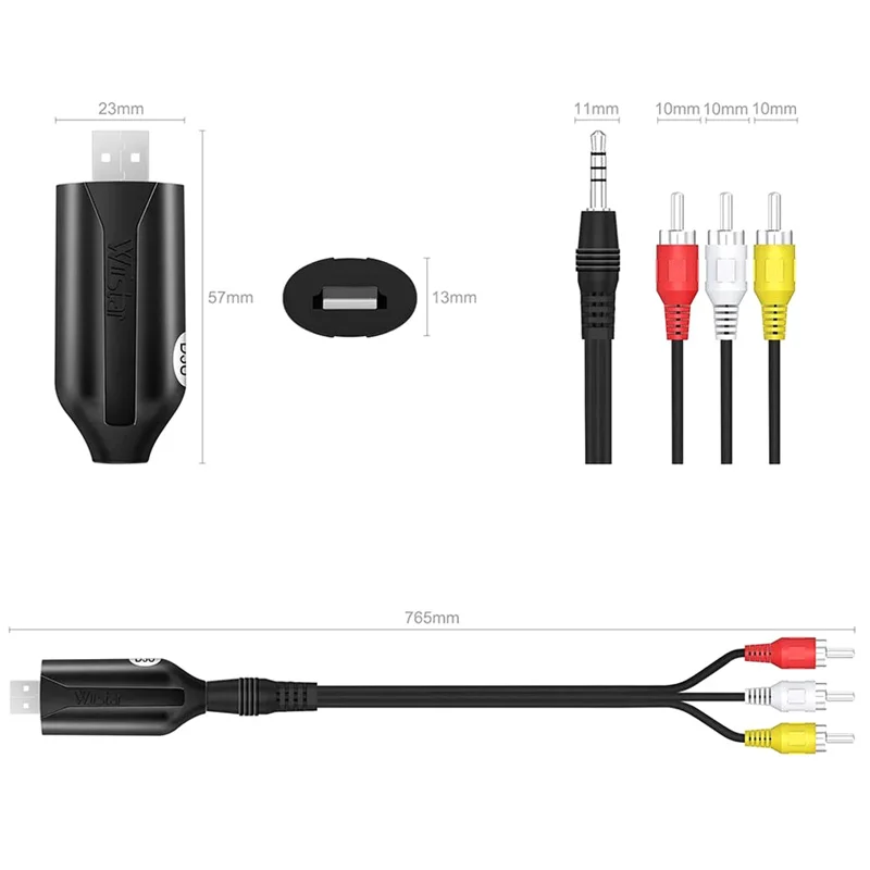 USB 2.0 Easy To Cap Video Capture Card AV 3RCA VHS Analog To Digital For TV DVD VHS Audio Capture Adapter Card TV Video DVR