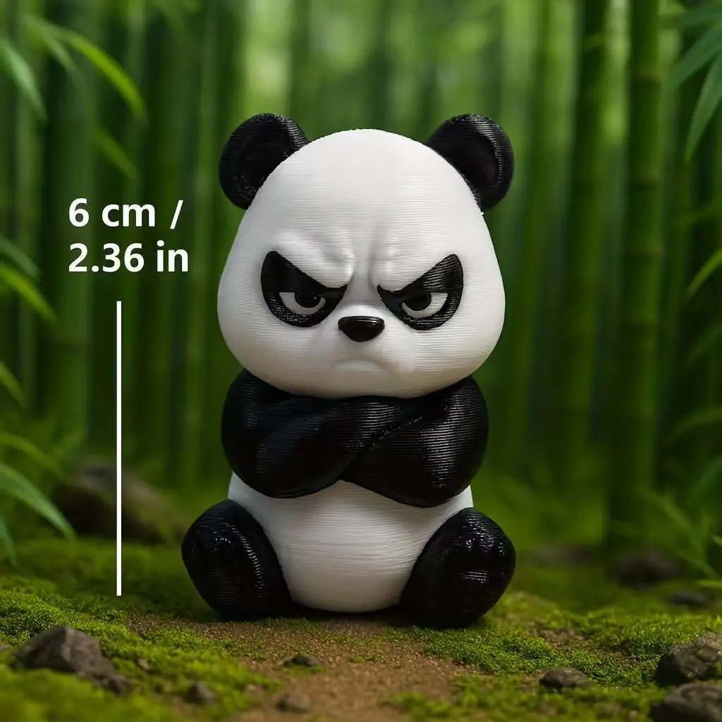 Angry 3D Printing Panda Desktop Figurine Decorative Animal Statue Perfect for Parties Birthdays Christmas Gift Unique Home Decor