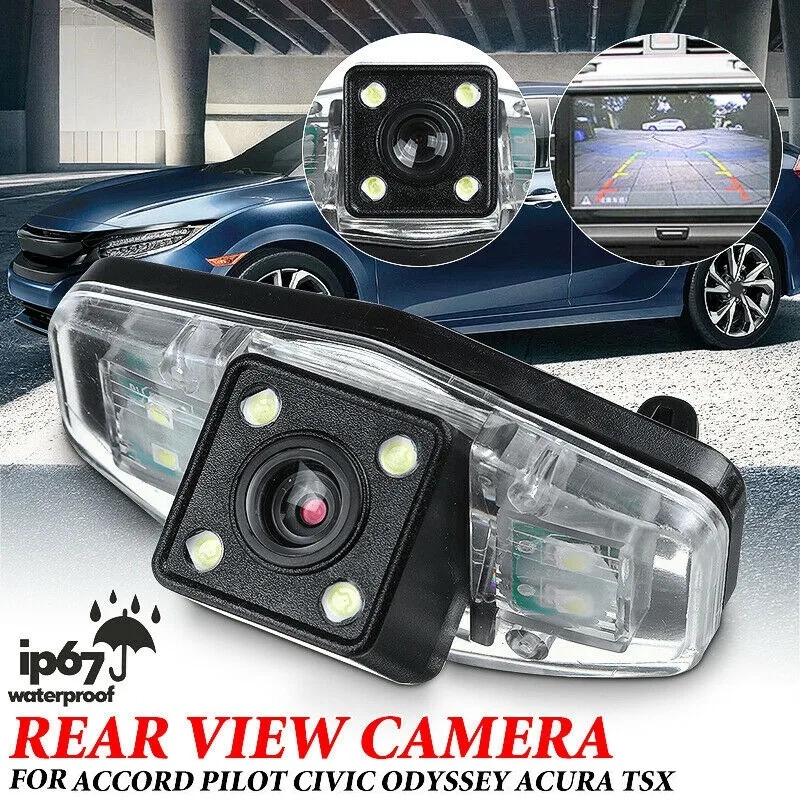 Auto Car Rear View Backup Reverse Parking Camera with 4 LED Light for Honda Accord Civic EK FD Pilot Fit Jazz 1998-2013