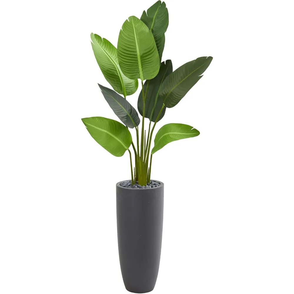 

Almost Natural 5.5-inch Traveler Palm Tree, Gray Planted with Artificial Plants, 22 Deep X 28 Wide X 5.5 Feet, Green