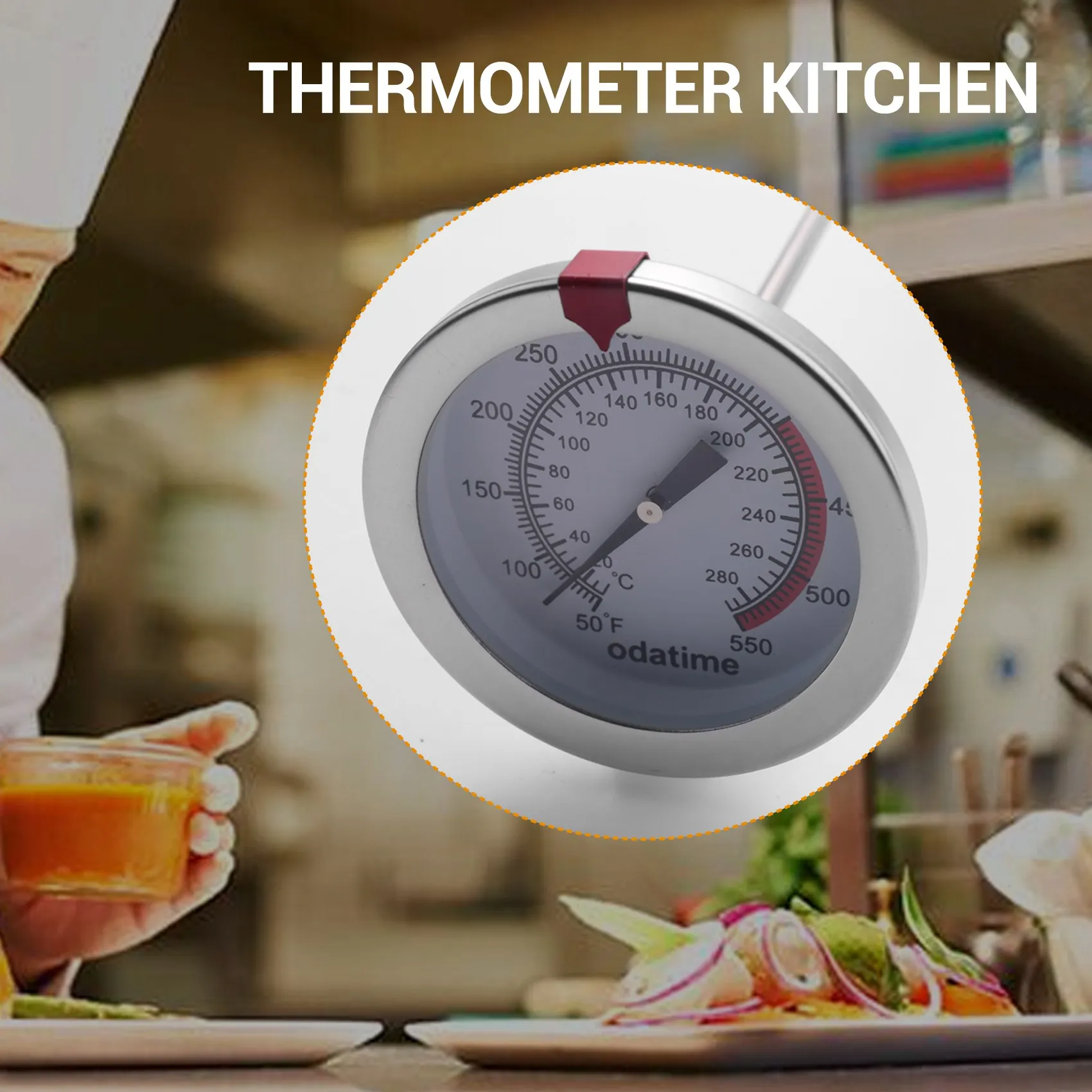AB46-12 Inch Mechanical Meat Thermometer Instant Read, Long Stem, Waterproof, No Battery Required, Stainless Steel Deep Fry Ther