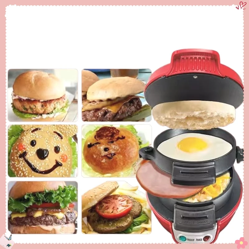 Durable Function Hamburger Meatloaf Machine EU Plug Breakfast Machine Hamburger Omelette Steak Sandwich Maker