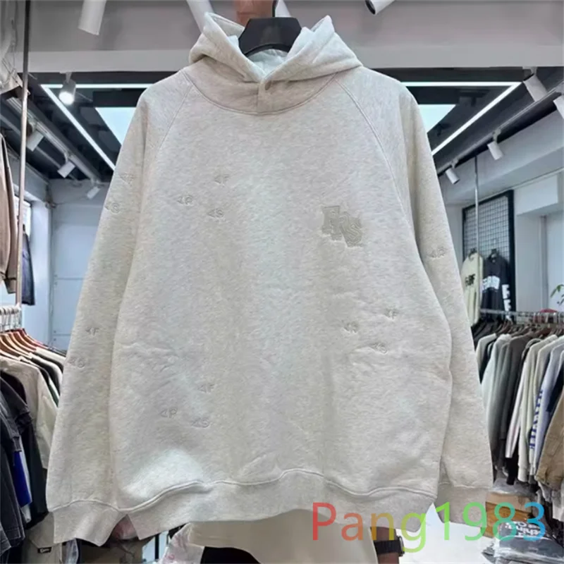 

Apricot Embroidered Letter Logo Hoodie Men Women High Quality Heavy Fabric Hooded Pullover