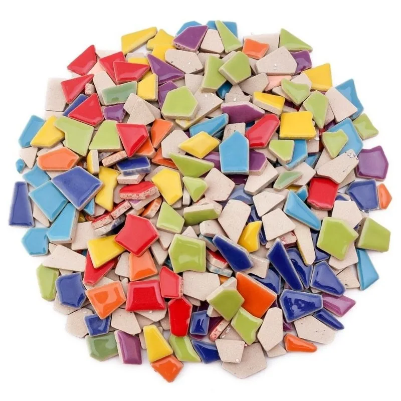 100g Randomly Mixed Colors DIY Ceramic Mosaic Tiles Handcrafted Decorative Tiles Wall Art Crafts Colorful Decorative Materials