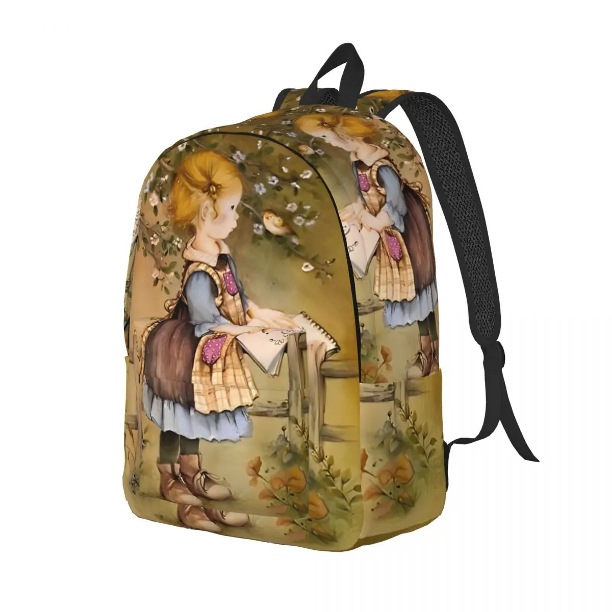 سارة كاي الكرتون زهرة فتاة في سن المراهقة على ظهره هدية طالب العمل لطيف اللوحة Daypack الرجال النساء حقيبة كتف الكمبيوتر المحمول #2