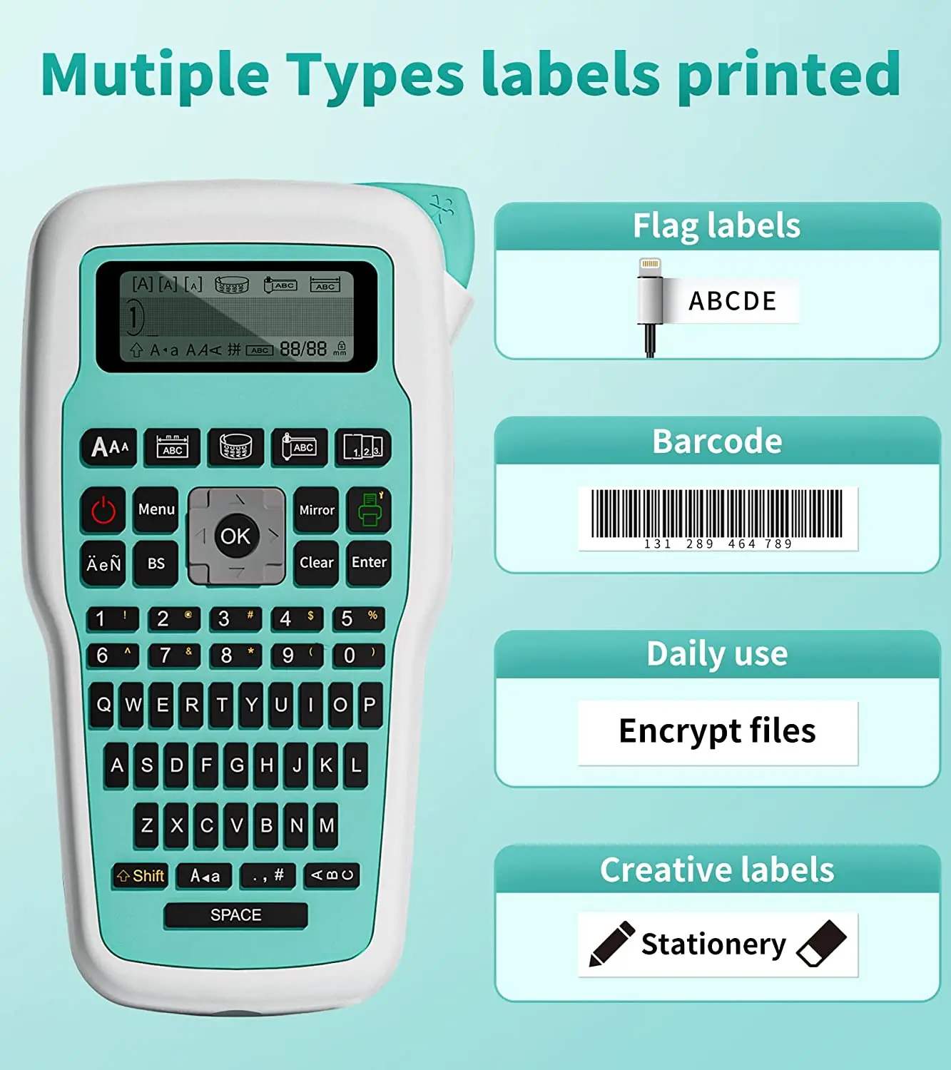 Vixic Handheld Label Maker E1000 Label Printer with QWERTY Keyboard Portable Machince USB Connect for P-touch Label Maker Tze231