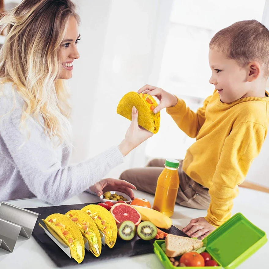 Burrito Holder Stainless Steel Mexican Pizza Roll Serving Tray Taco Rack Shell Pancake Stand