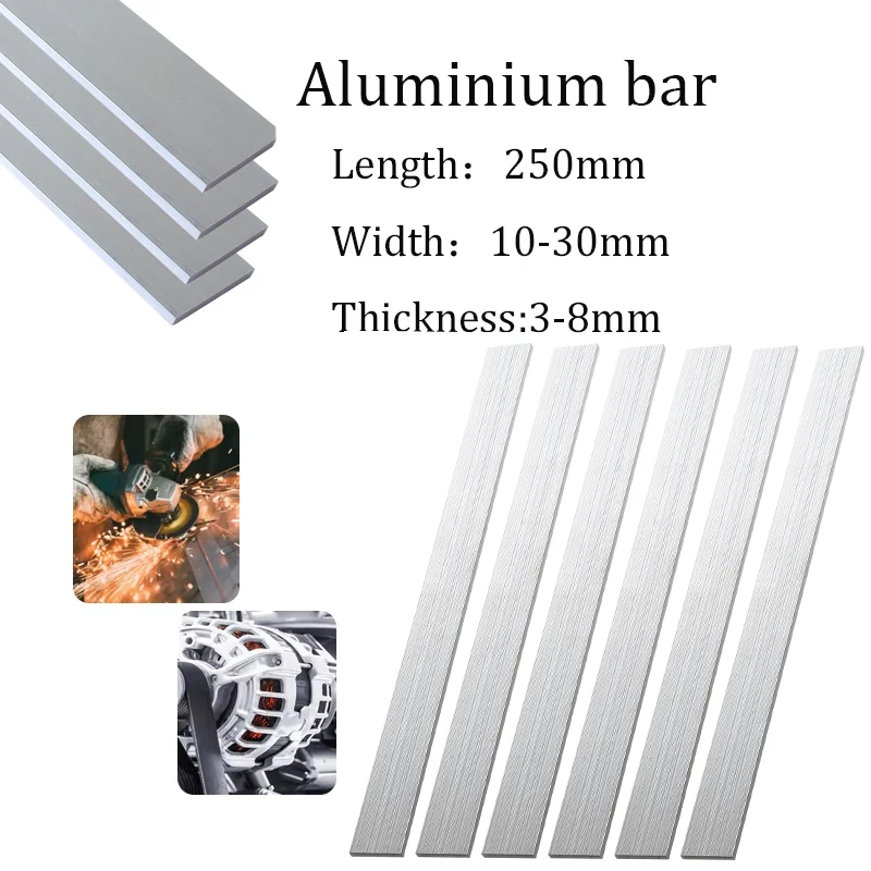 1pcs Aluminum Flat Steel Plate 6061 Aluminum Alloy Rectangular Flat Bar Square Bar Plate Aluminum Flat Bar Sheet Length 250mm