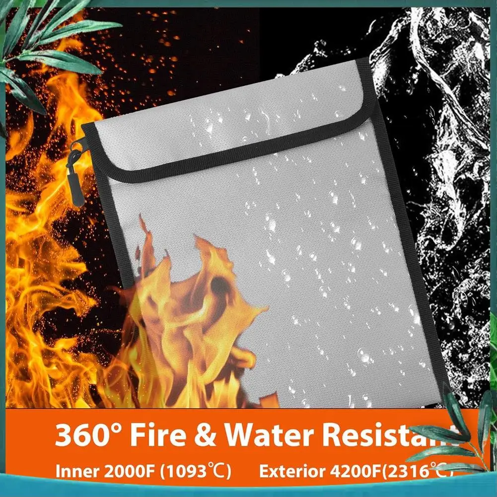 (NEW) 3 Pcs Fireproof And Waterproof Document Bags, 2000°F Protection For Money And Important Papers