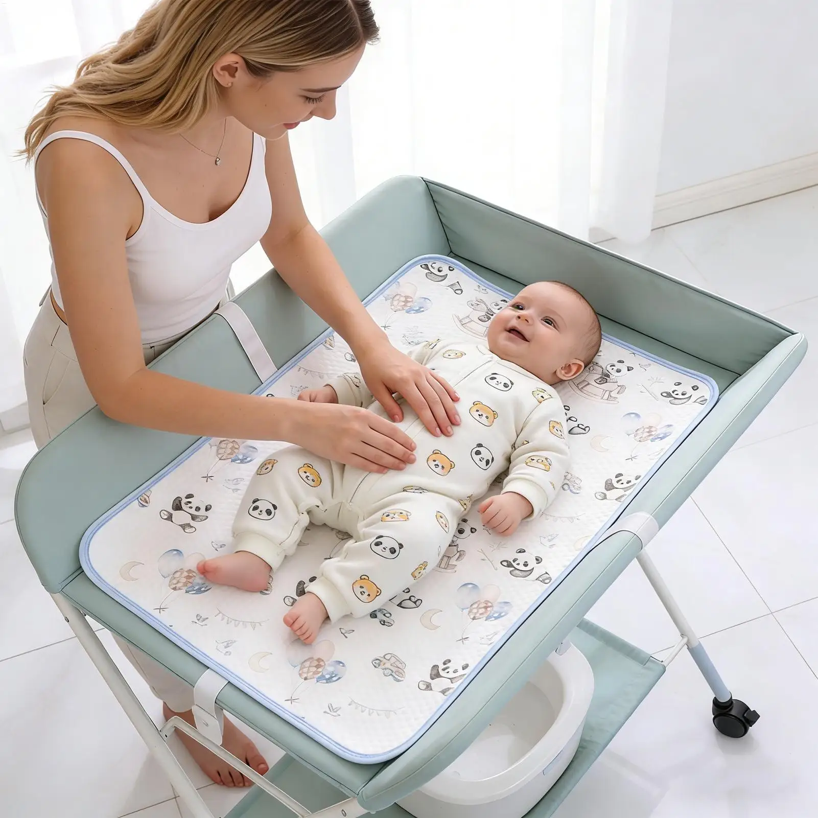 おむつ交換パッドライナー防水再利用可能洗えるソフト通気性大型ライナーおむつ交換パッドカバー子供女の子男の子家庭用