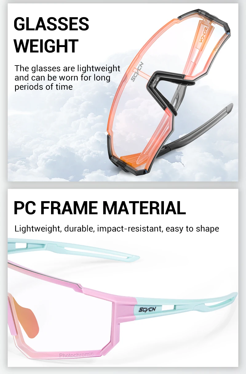 SCVCN Heißer Photochrome Radfahren Gläser Outdoor UV400 Schutz MTB Fahrrad Männer Frauen Sport Sonnenbrille Fahrrad Winddicht Brille – Detail 8