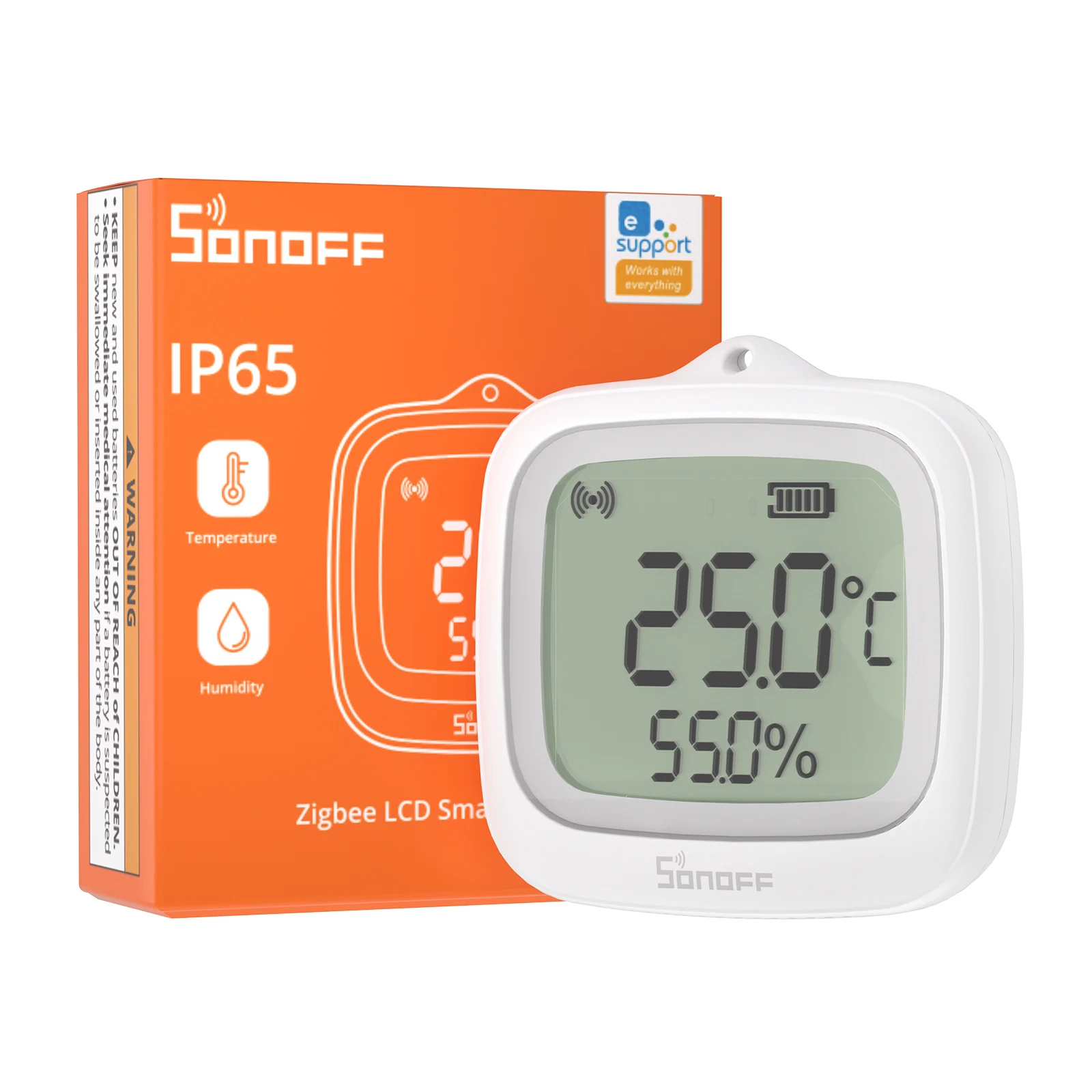 SONOFF SNZB-02WD IP65 Zigbee LCD Smart Temperature Humidity Sensor Smart Home Zigbee 3.0 Sensor For Bedrooms, Greenhouses